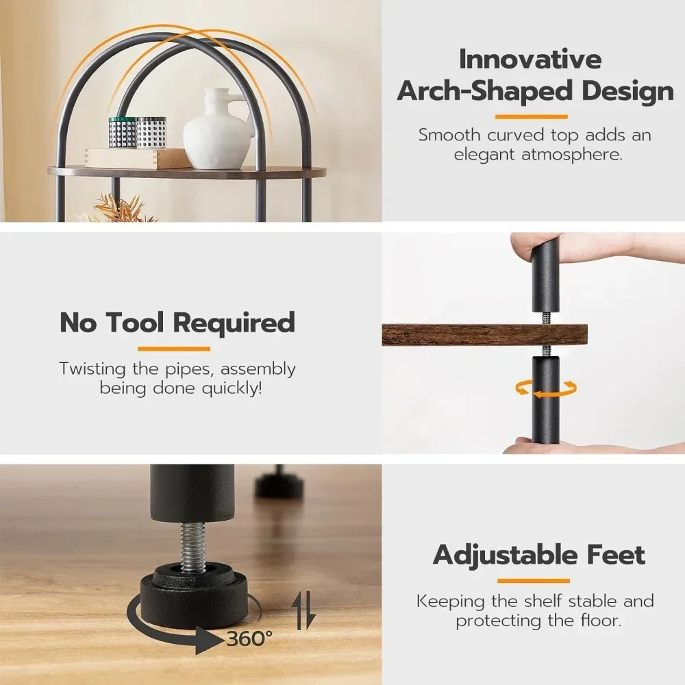 Книжная полка 5-уровневая промышленный книжный шкаф изогнутый высокие стоячие