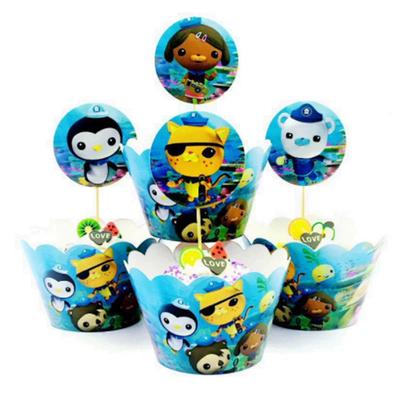 

24pc/set The Octonauts Cupcake Wrappers Cake Topper Party Decoration Supplies