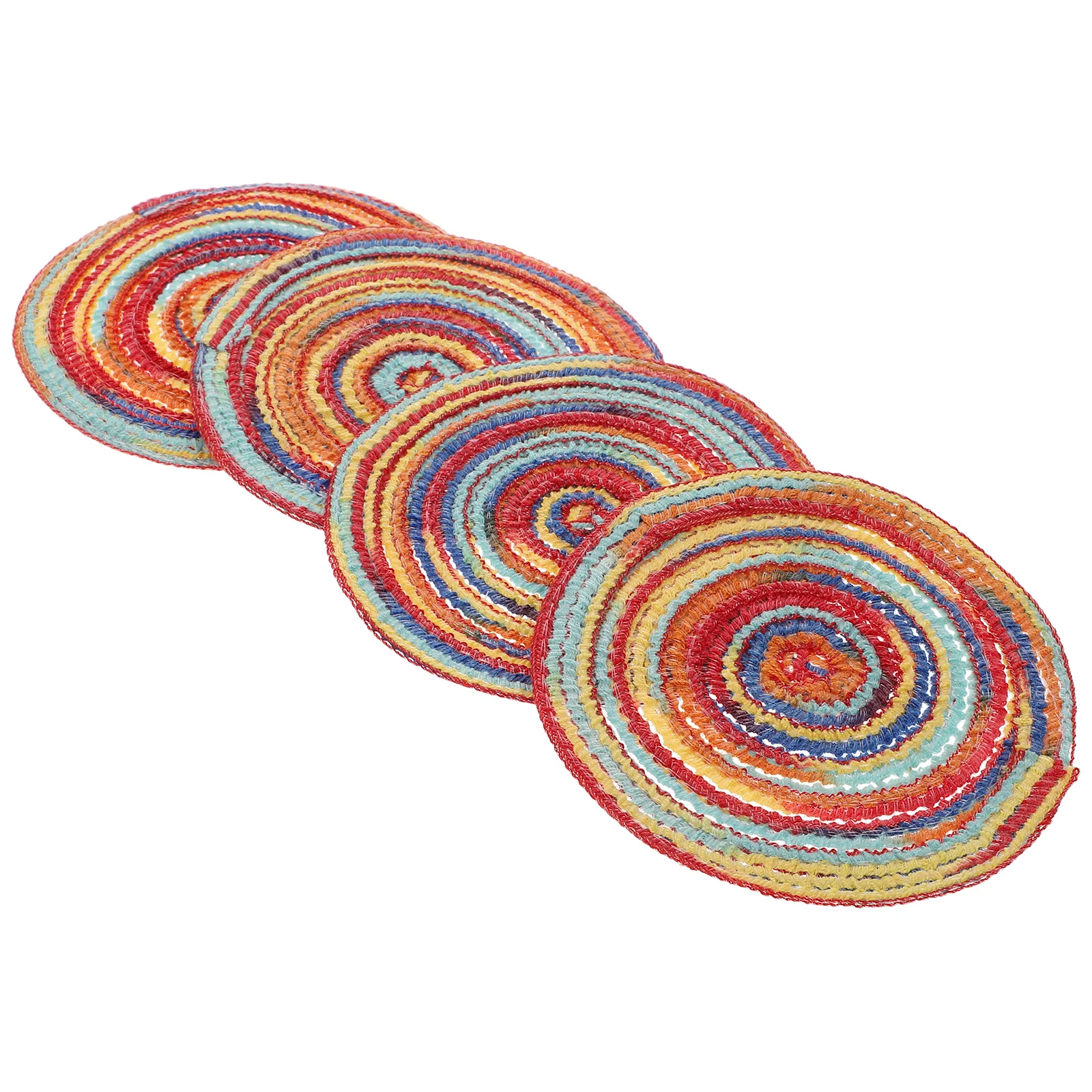 

Round Woven Coasters Heat Resistant Table Placemat Cup Mats Cotton Hot Pad Trivet for Dining Tableware