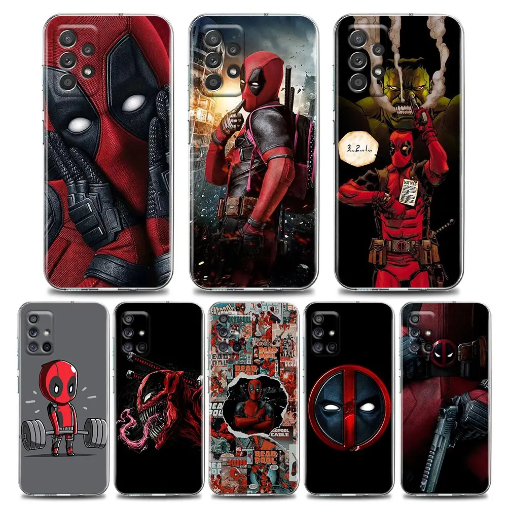 

Clear Phone Case for Samsung A01 A02 A02s A11 A12 A21 S A31 A41 A32 A51 A71 A42 A52 A72 Silicone Cover Animado Deadpool Marvel