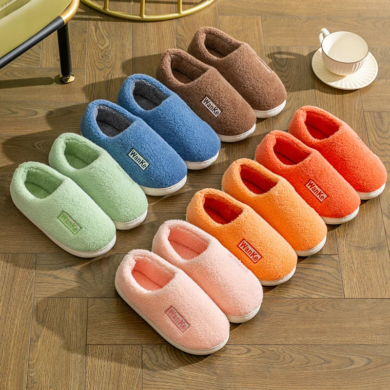 2022 New Women's Winter Home Slippers Solid Color Simple Non-slip Soft PVC Warm Home Slippers Indoor Bedroom Couple Floor Shoes