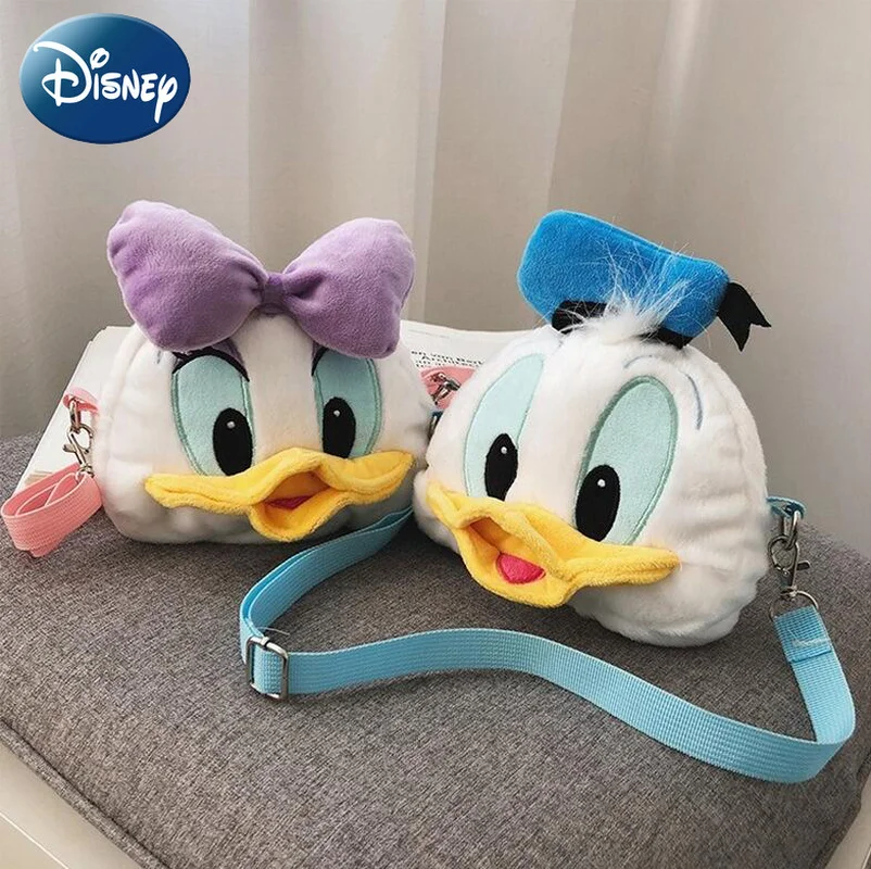 

Новинка 2023, мультяшная сумка на плечо Disney «Дональд Дак», Милая женская плюшевая сумка, женская модная повседневная сумка-мессенджер большой...
