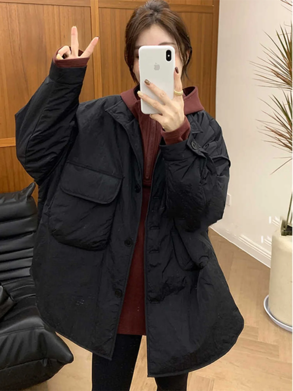 Пальто с хлопковой подкладкой верхняя одежда Женская осенне-зимняя Новинка 2024