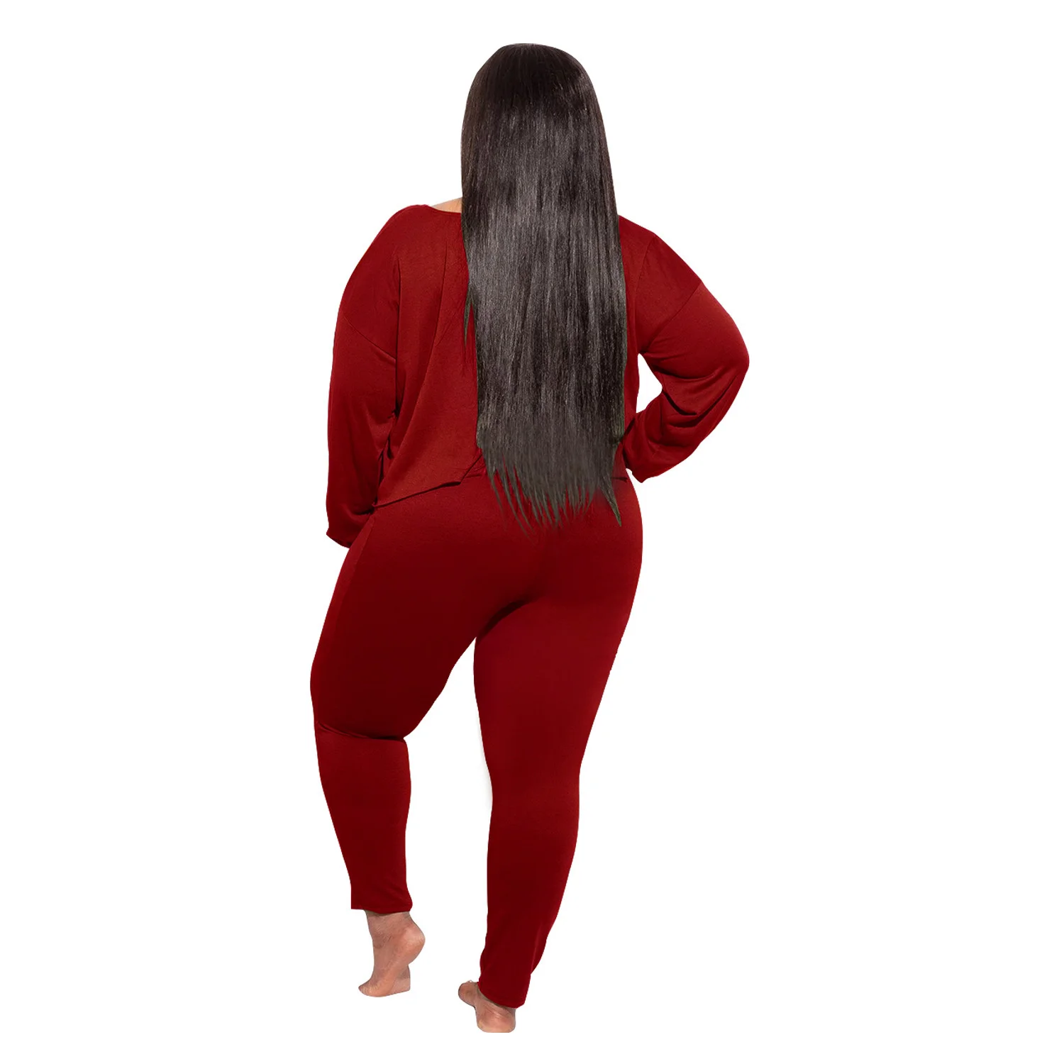 Plus Size Wholesale Dropshopping Women Clothing Two Piece Set Fall Irregular Top and Pants Suits 3xl 4xl 5xl 6xl