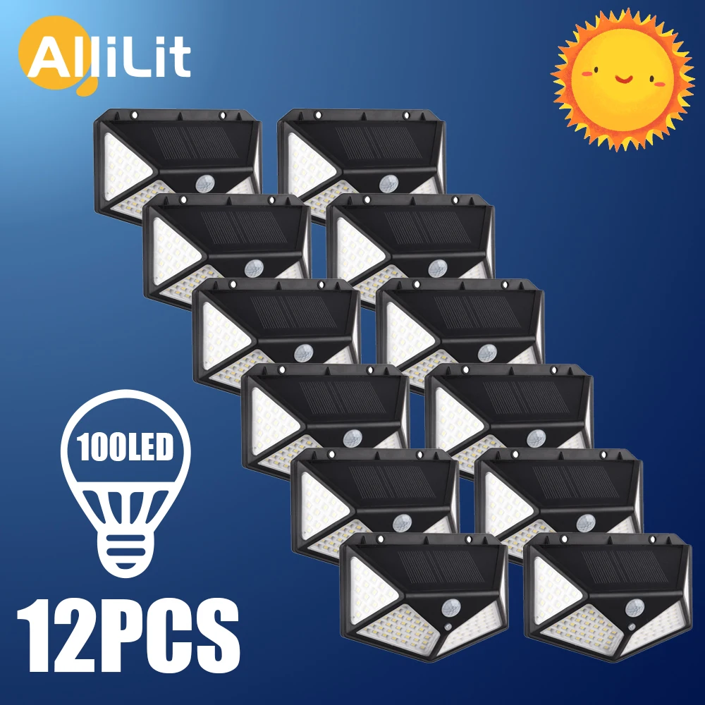 

1/2/4/8/12PCS 20 100 LED Solar Light Outdoor Solar Wall Lamp Set PIR Motion Sensor Waterproof Garden Lamp Street yard