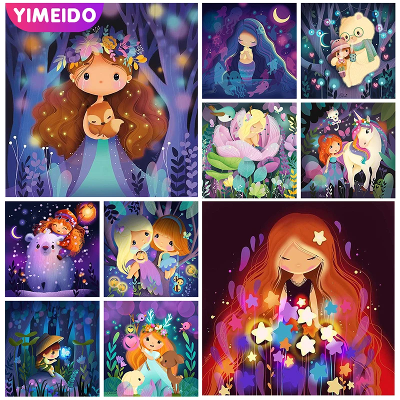 

YIMEIDO AB Diamond Painting Girl 5D DIY Zipper Bag Diamond Mosaic Cartoon Cross Stitch Kits Embroidery Needlework Art Home Decor