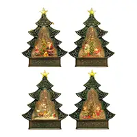 Portable Christmas Tree Music Box Rotatable Light up Musical Box Toy for Home Indoor Office Decor Kids Girls Gift
