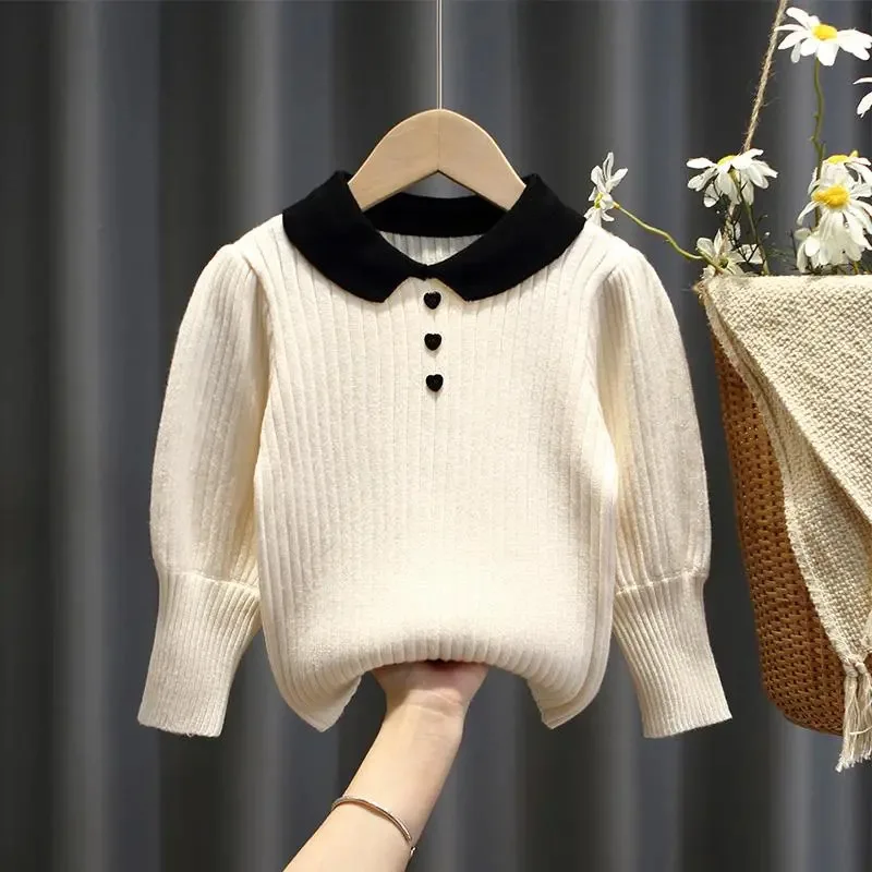 

Girls' Sweaters New Children's Sweaters Autumn and Winter Pullover Girls' Undercoat Knitted Autumn Plush Top
