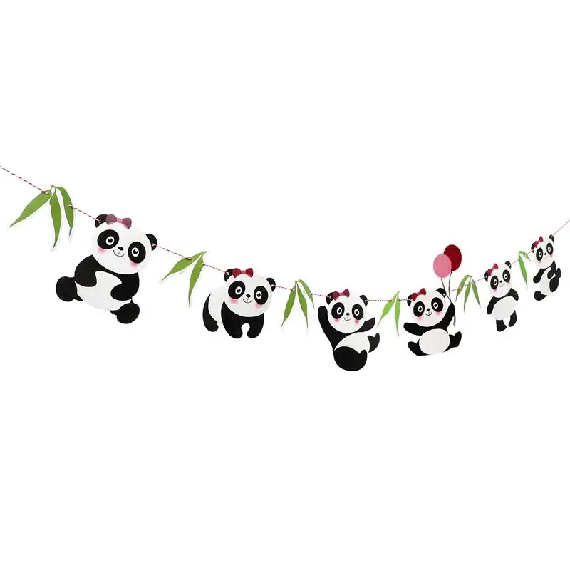 

1 Set Panda Bamboo Birthday Banner Zoo Themed Party Hanging Banner Baby Shower Backdrop Banner