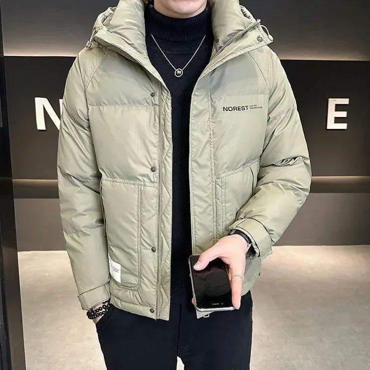 Мужской зимний пуховик с капюшоном новинка 2024 повседневный в американском стиле