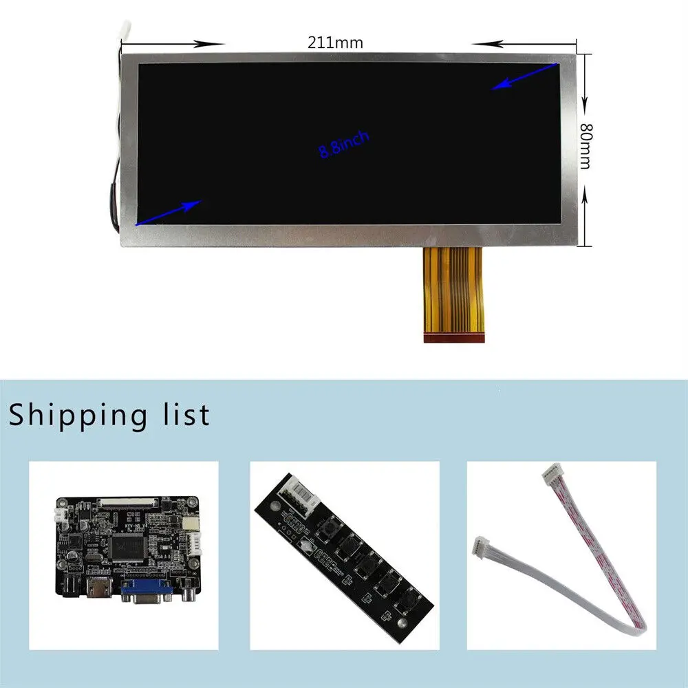

8,8 "1280*480 60pin CLAA088WA01XN IPS ЖК-экран HDMI VGA AV плата контроллера