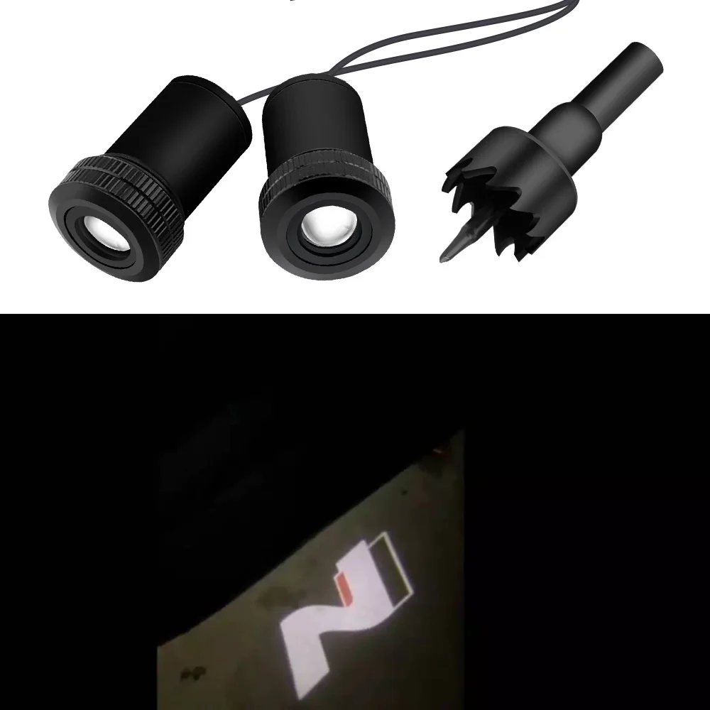 

Автомобильный светильник с логотипом N, Лампа для проектора для Hyundai IX35, IX25, I30, I40, Elantra, Tucson, Sonata, Accent, Hyundai, 2 шт.