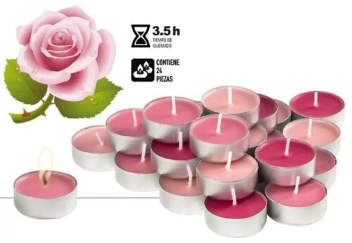 

PK 24 scented tea candles 10G/3.5H pink Aromas Apple lavender fruits forests...