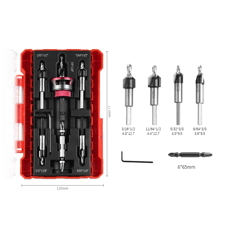 

Набор сверл с зенковкой 5 шт., сталь и алюминий, для деревообработки