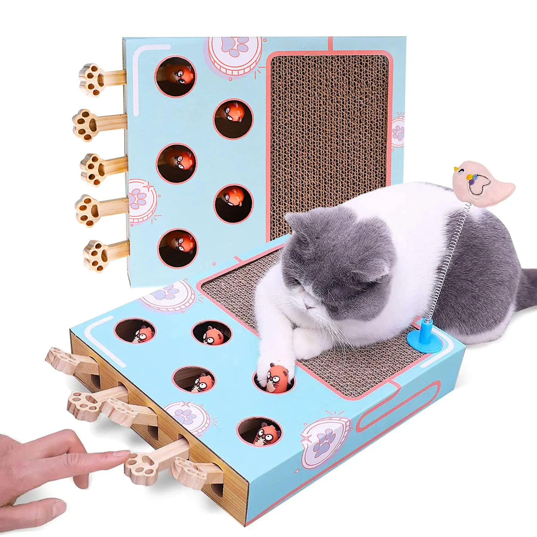 

3 In 1 Cats Interactive Toy Cat Scratching Board Chase Hunt Mouse With Scratcher Funny Cat Stick Cat Hit Gophers Maze Tease Toy