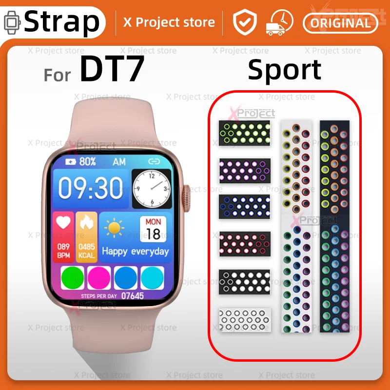 

DT7 Smartwatch Sport Strap Band 44mm Silicone Breathable Belt Bracelet For Smart Watch Watchband Series 7 pk HW37 M36 Plus pro