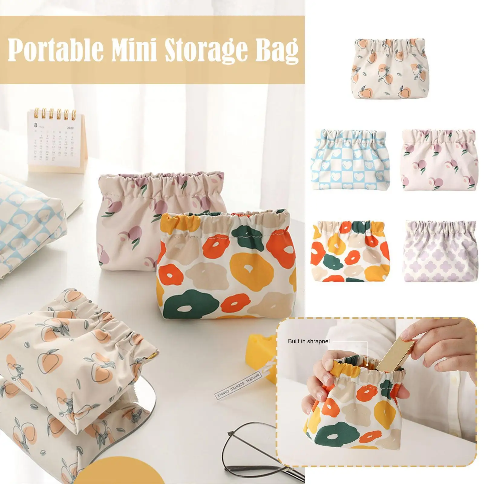 

Маленькая сумка для хранения монет с принтом, косметичка в мультяшном стиле, органайзер, Портативная сумка, миниатюрное косметическое хран...