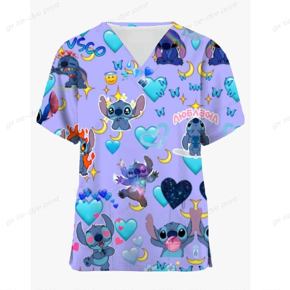 Блузка женская с коротким рукавом и принтом Дисней Стич