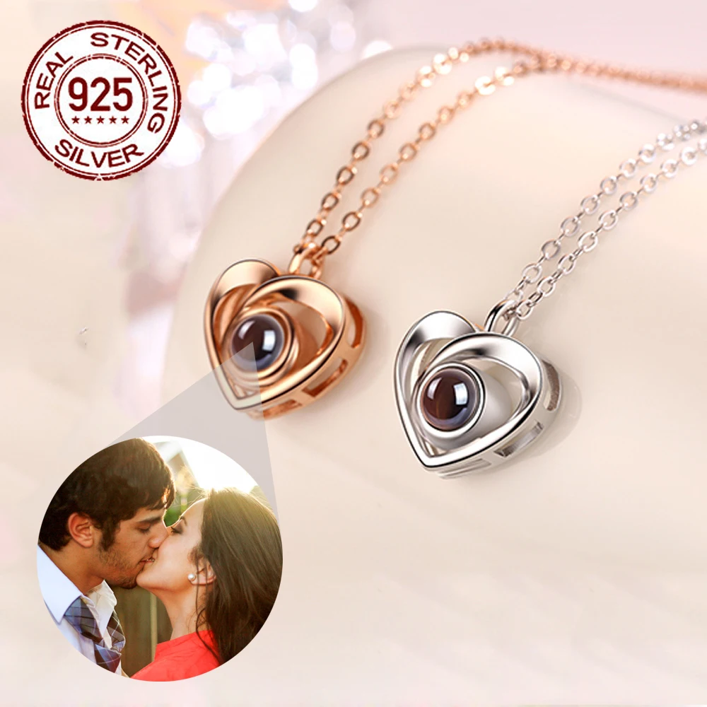 Personalized Picture Heart Necklace For Women S925 Sterling Silver Projection Pendant 2023 New In Trendy Romantic Accessories
