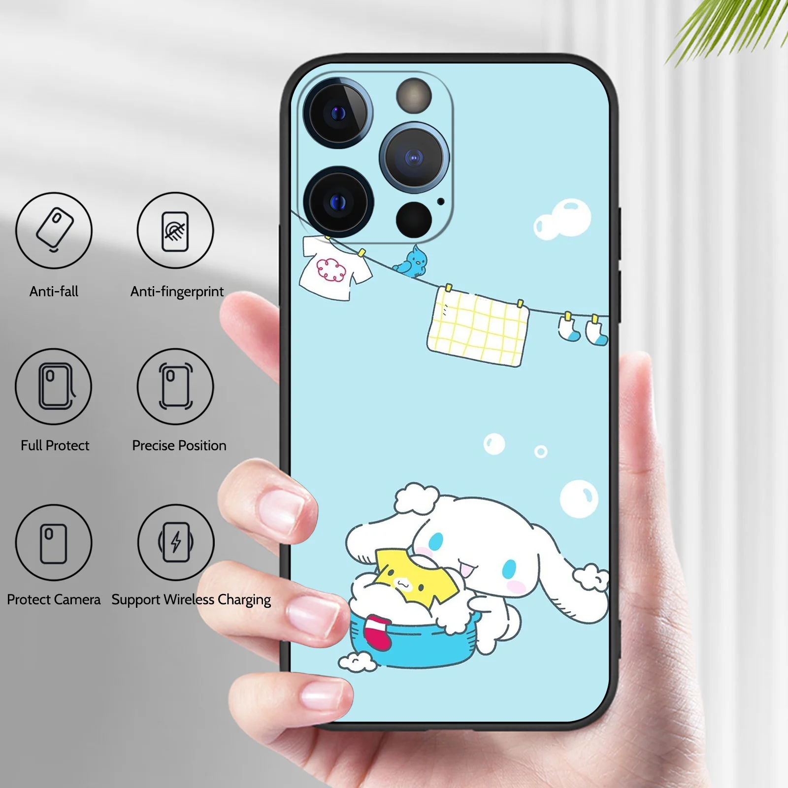 Чехол для iPhone 16 Pro Max Sanrio CINNAMROLL милый силиконовый мягкий чехол телефона 15 14 13 12 11 Plus