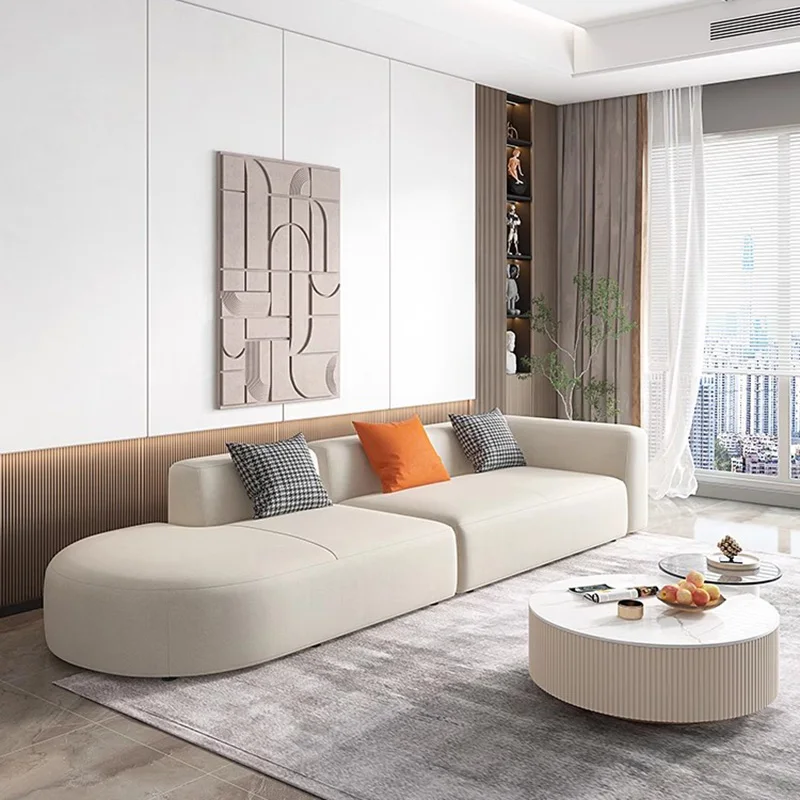Угловой секционный диван скандинавский современный белый для гостиной ленивого