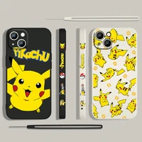anime pikachu cute japan for apple iphone 13 12 mini 11 pro xs max xr x 8 7 6s se plus liquid left rope silicone phone case capa