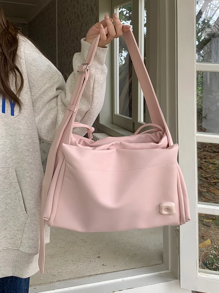 

Large Capacity Pink Students Classroom Casual Commuter Tote Large Bag New Senior Sense Shoulder Crossbody Female hand bags