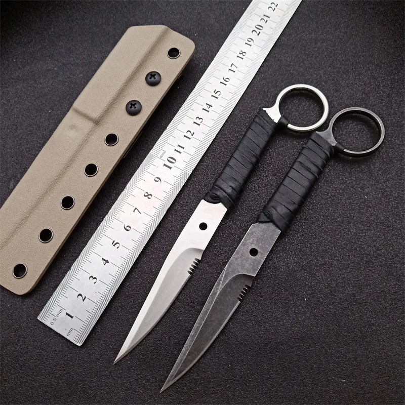 

Fixed Blade Knife D2 Steel Camping Tactical Knife Outdoor Rescue Survival Pocket Knives EDC Tool With K Sheath Unpacking Knife