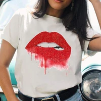 women t shirts sexy lip 90s style ladies o neck trend short sleeve makeup t top shirt print female graphic fashion tee t shirt