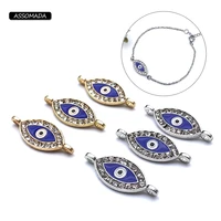 assomada 10pcs turkish evil eye beads connectors bracelet eyes shape fit blue eye charms necklaces diy jewelry making gift