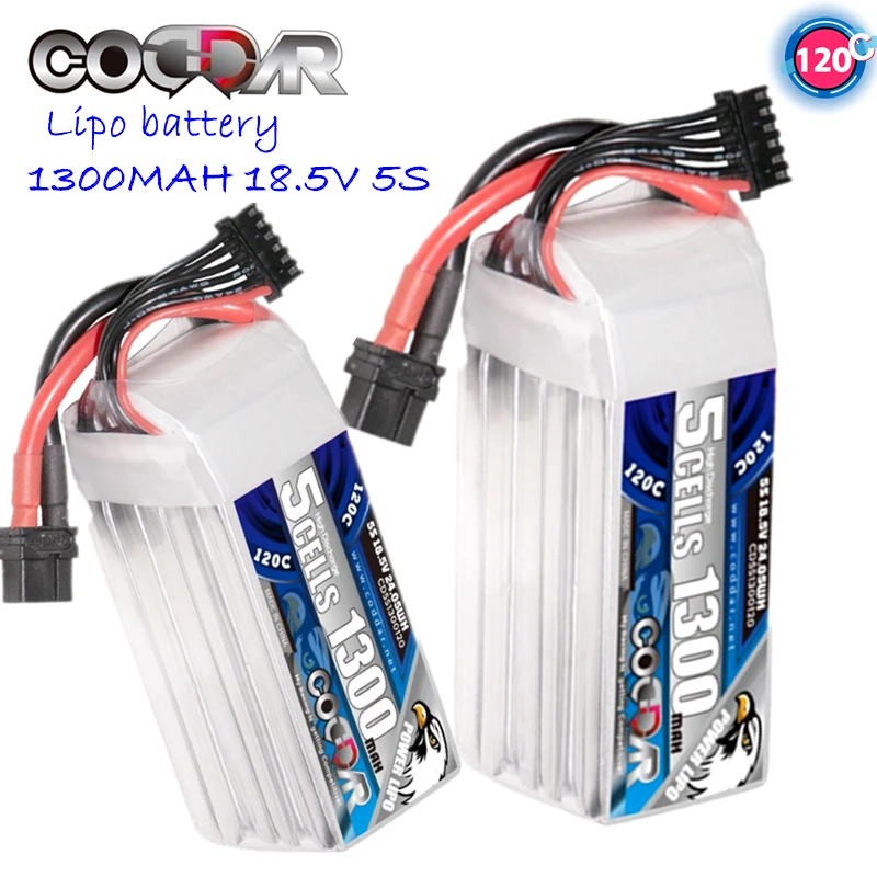 

CODDAR 5S Lipo Battery 18.5v 1300mah 120C With XT60 XT30 XT150 Connector For RC Car Quadcopter Helicopter Boat RC Airplane