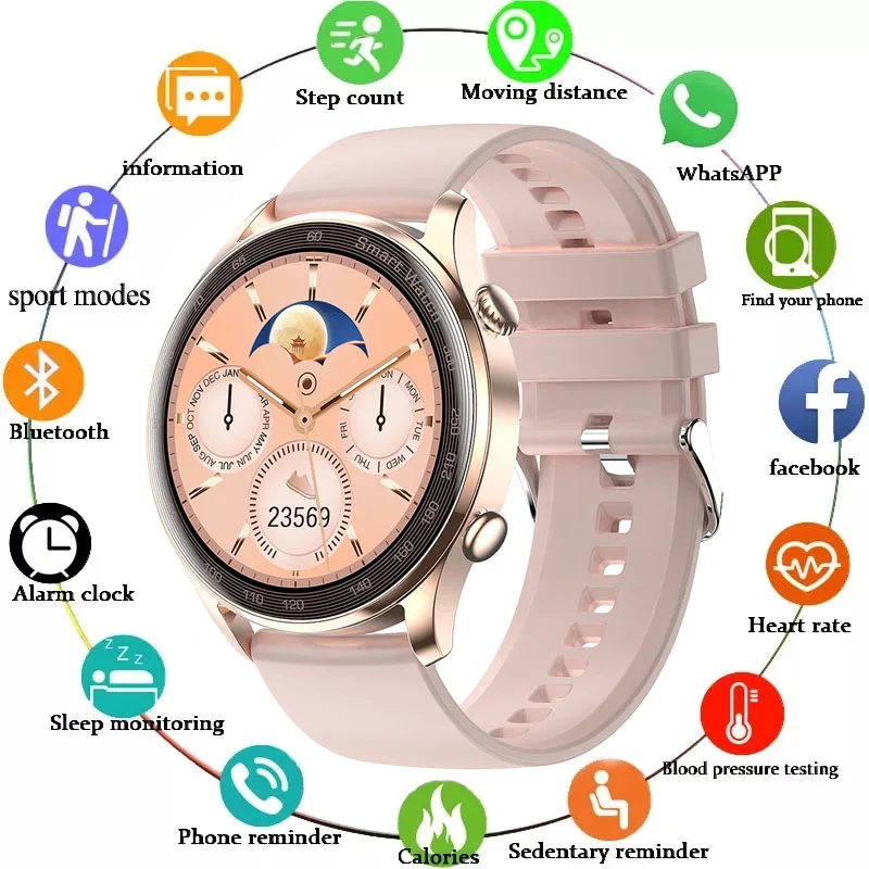 

Women Sport Smart Watch Weather Forecast Sleep Monitoring Multifunctional SmartWatch Bluetooth Dial Call Ladies Gift Music Clock