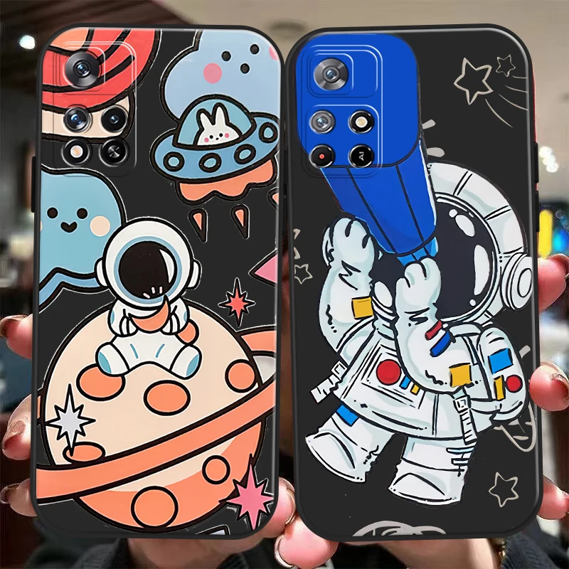 

Cute Astronaut Telescope For Xiaomi Redmi 10 9 9A 9T 9C Redmi Note 11 11T 11S 10 10S 9 9S Pro 5G Phone Case Carcasa Shell Coque