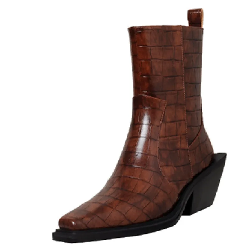 

Женские ботильоны на толстом каблуке, с квадратным носком и боковой молнией