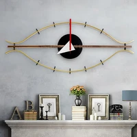 modern large wall clock creative metal eye clock mechanism nordic wooden wall watches living room orologio da parete home decor