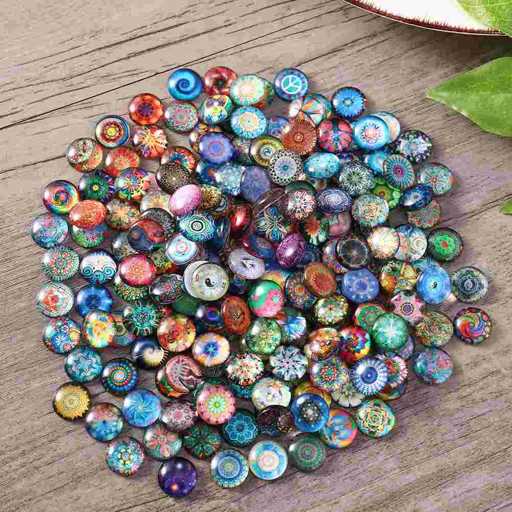 

200pcs Dichroic Glass Cabochons Cameo Settings Supplies Mosaic Tiles for Crafts Cabochons for Making Round Mosaic Tiles