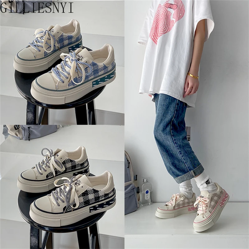 

2022 Autumn Hot Sale Platform Women's Vulcanized Sneakers All-match Stitching Women Shoes Outdoor Tennis Female Sports Shoes