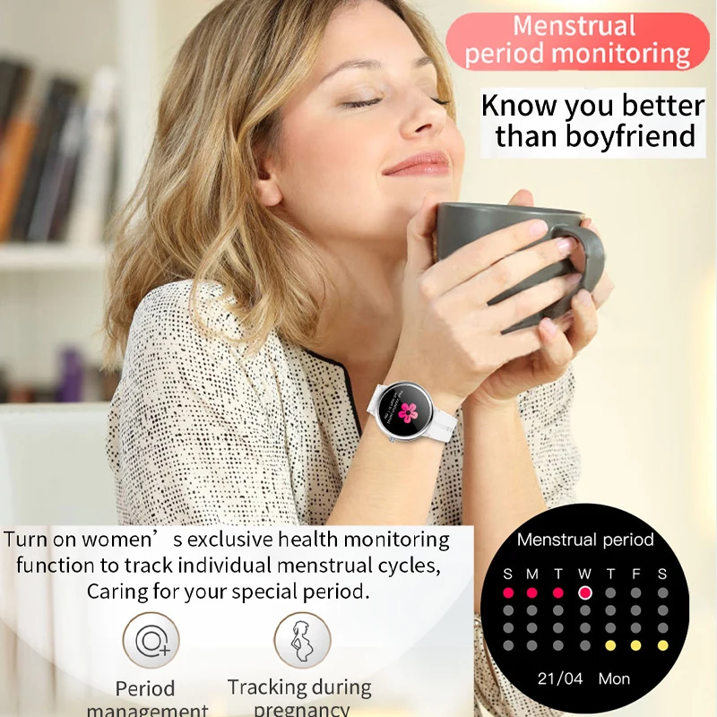 Smart Watch Women 1.09&ampquot HD Round Heart Rate Blood Pressure SpO2 Lady Smartwatch Multiple Sports Modes Fitness Tracker Girls |