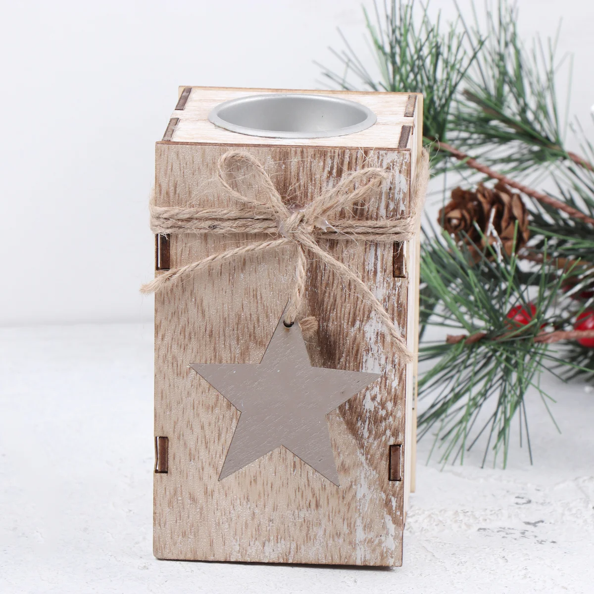 

Holder Christmas Tealight Vintage Party Decoration Centerpieces Table Votive Wood Holders Country Candlestick Woodenrack Retro