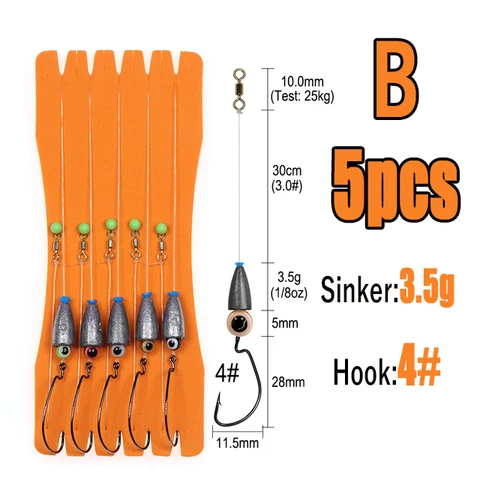 5pcs/lot Texas Rig Set For Bass Fishing Carolina rig Kit Fishing Tackle Fishhooks Carp Fishing Hair Rigs Ready Made boilie Bait