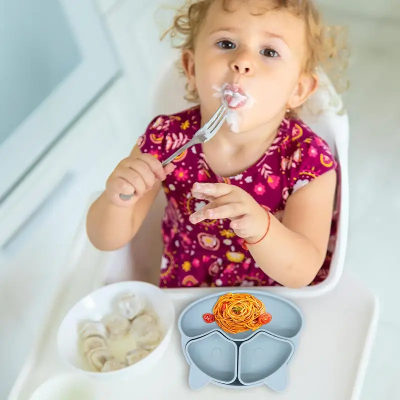 Детская безопасная присоска силиконовая обеденная тарелка однотонная милая