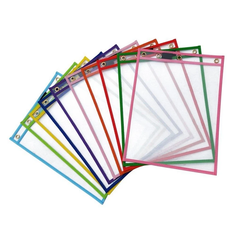 

40Pcs Reusable Dry Erase Pockets, Assorted Colors For Children Kids Students