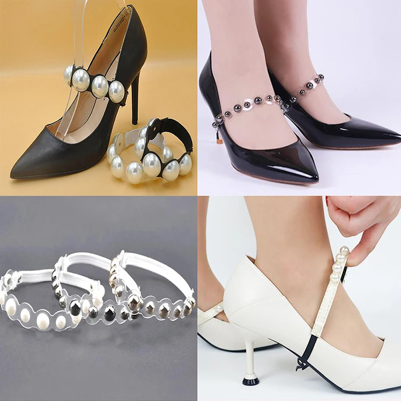 

Women Shoeslaces For High Heels Decorations Buckle Lazy Shoelaces Elastic Band Anti Falling Heel Non-Slip Belt Strap 1Pair