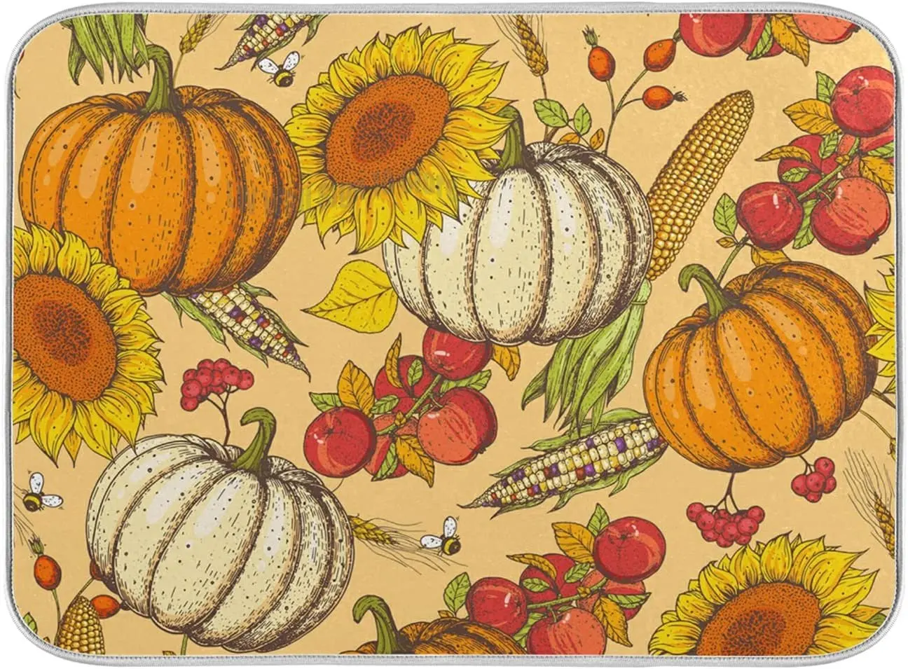 

Absorbent Dish Drying Mat Pumpkins 16x18 inch, Kitchen Counter Dish Mats for Dishes