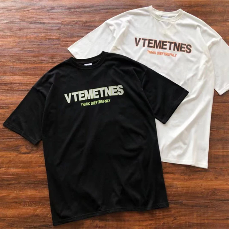 

2023ss Vetements Vintage ReflectiveT-shirt Men Women 1:1 High Quality Heavy Fabric Oversized T Shirt Top Tees