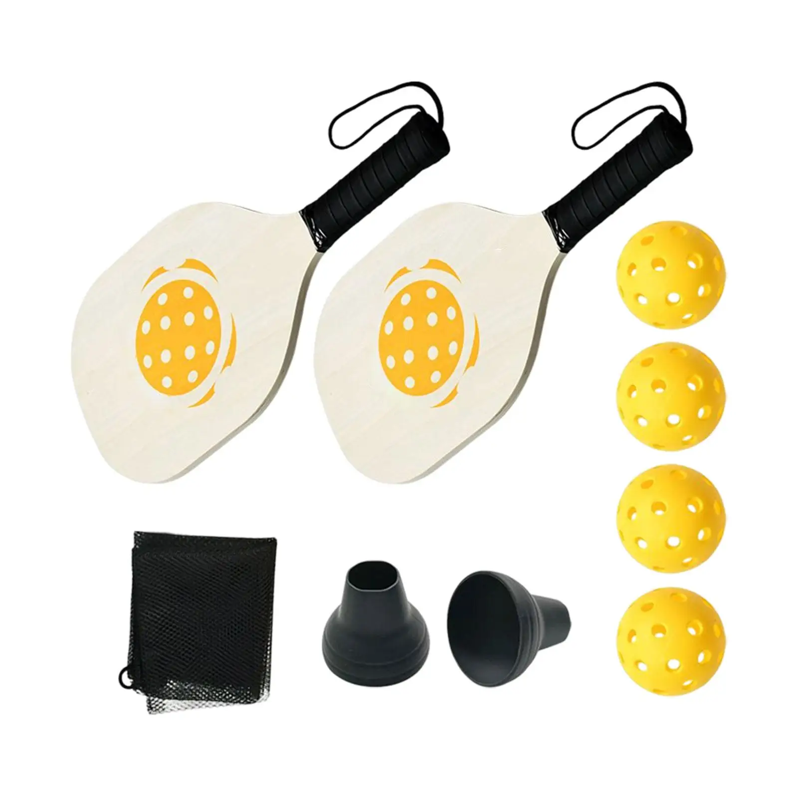 

Pickleball Paddle Set Wood Rackets w/ Comfort Grip 4 Balls Carry Bag Unisex
