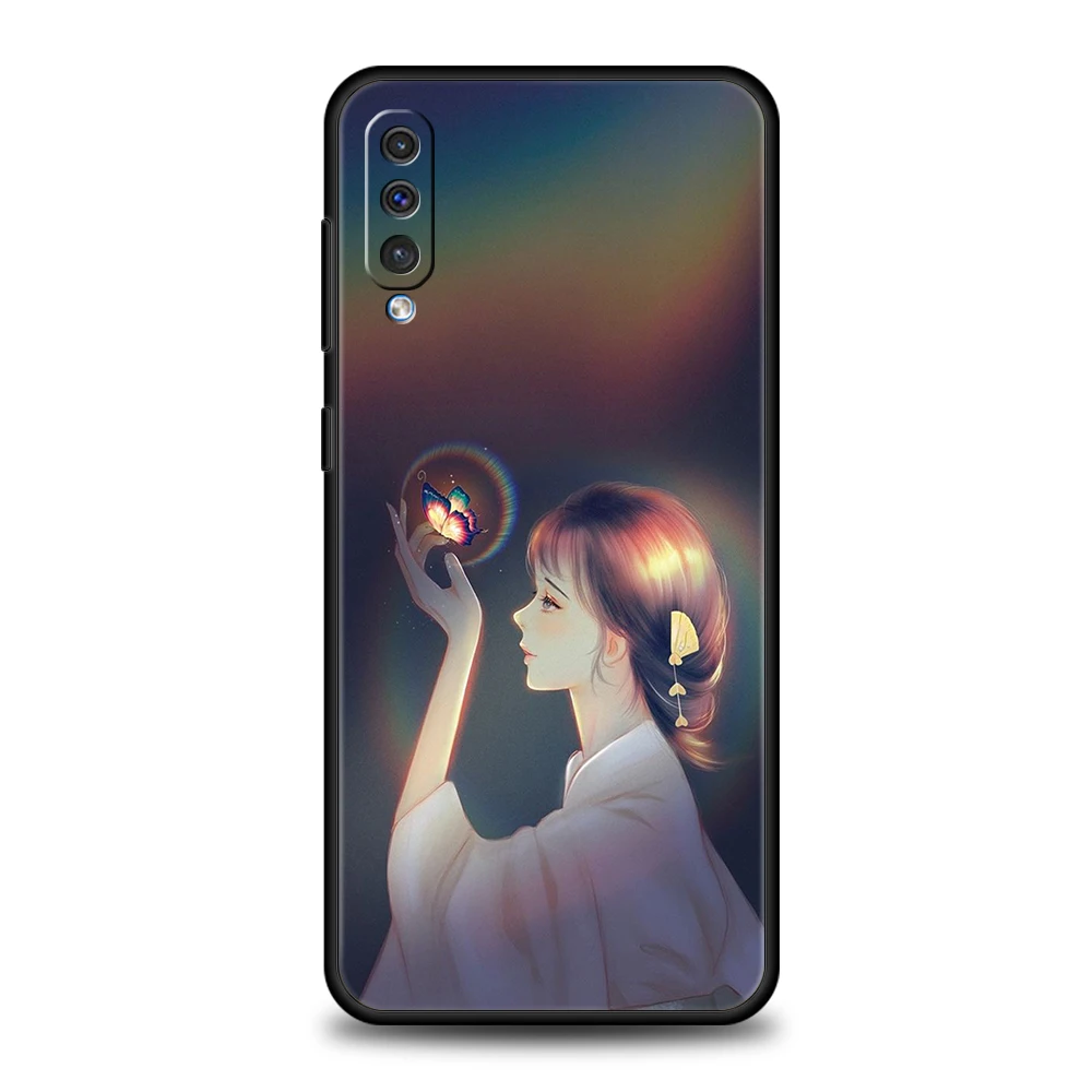 Cartoon Scenery Girl Phone Cover Case For Samsung Galaxy A12 A02 A03 A03S A52 A70 A50 A20 A10 A10S A40 4G Luxury Silicone Shell