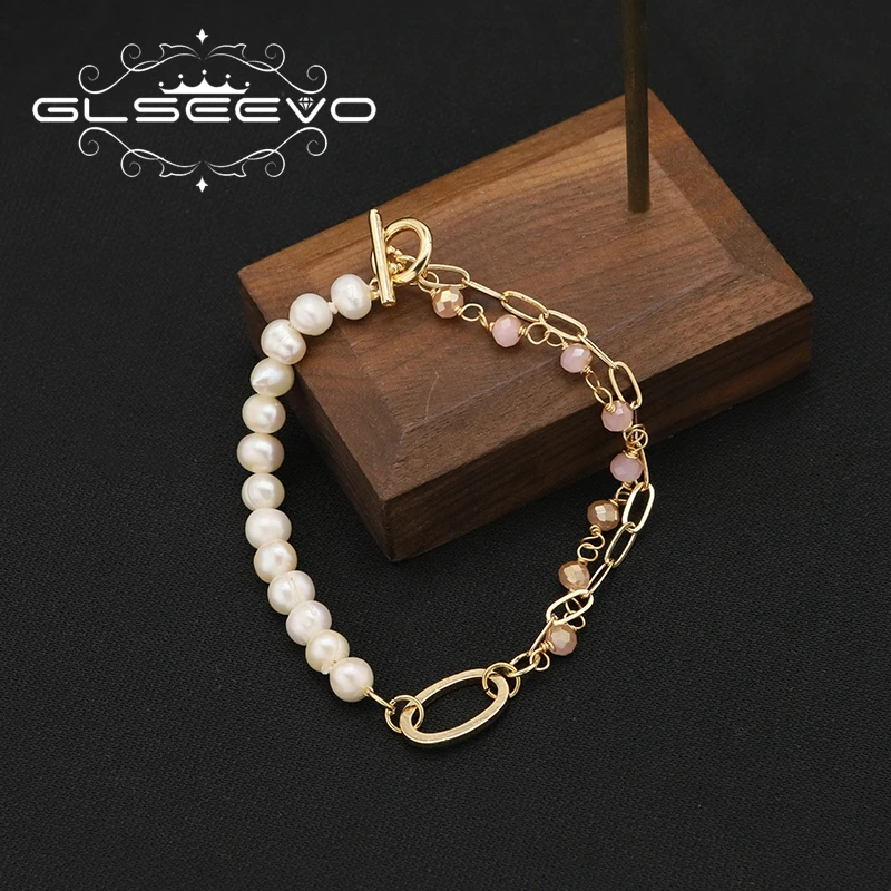 

GLSEEVO 100% Natural Tahitian Rotundity White Pearls Irregular women's Bracelets Korea Popular Designer Jewelry Wedding Wear