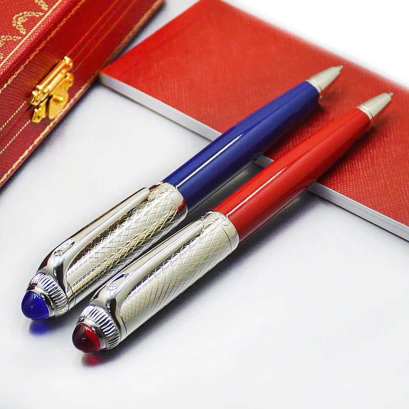

MSS Roadster de CT Luxury Blue/Red Barrel Silver Diagonal Grain Ballpoint Pen Classic High Quality Stationery Writing Smooth