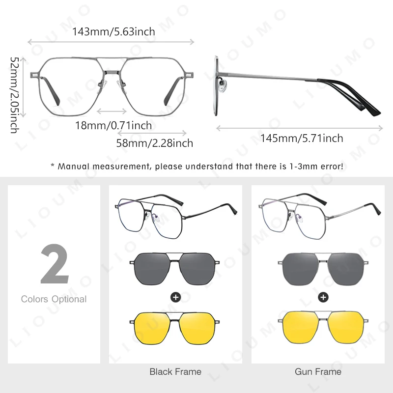 LIOUMO Высокое качество 3 в 1 магнитная клипса очки с защитой от синего света мужские